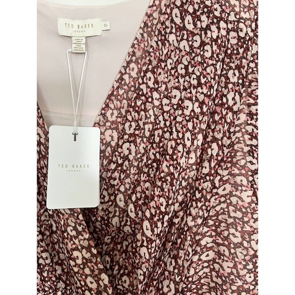 Ted Baker Vallyy Floral Midi Dress Size 2/6 Batwing Sleeve Dark Purple NEW - Picture 3 of 12